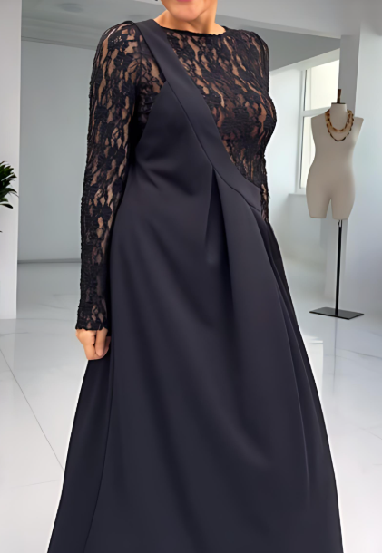 Women's Black Elegant Lace Top One-Shoulder Skirt Set
