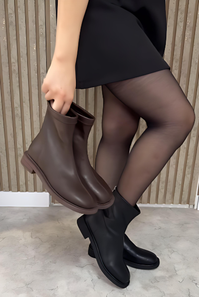 Women's Soft Leather Zipper Ankle Boots