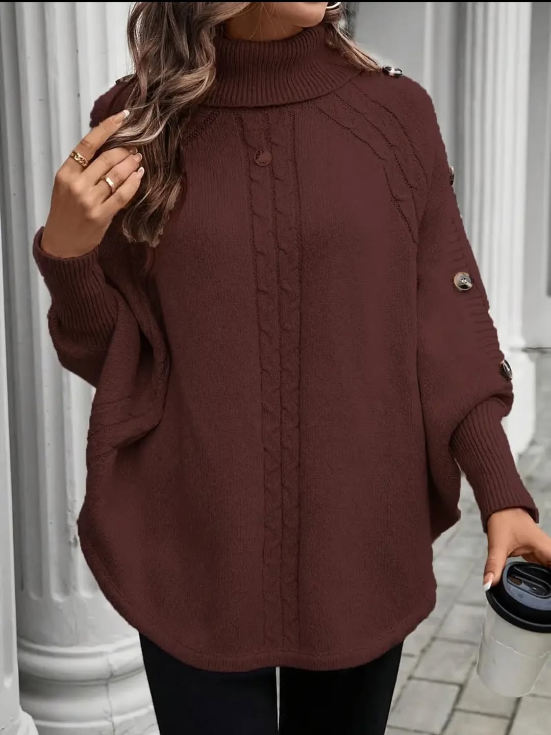 Women's Turtleneck Button Sweater