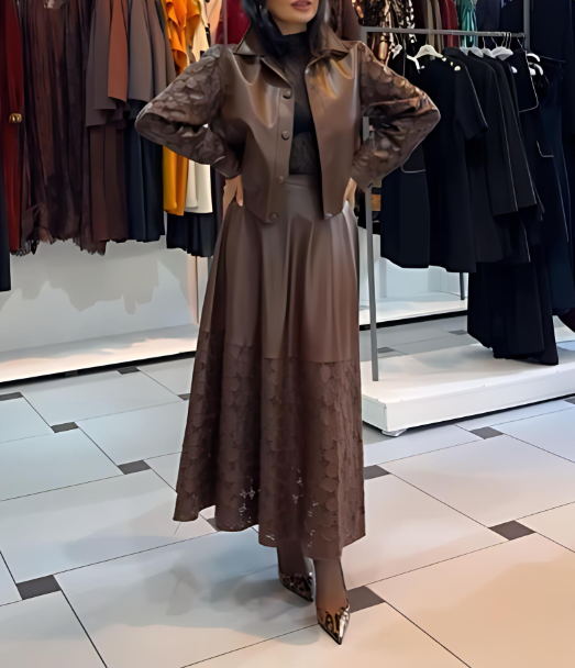 Women's Leather Two-Piece Set