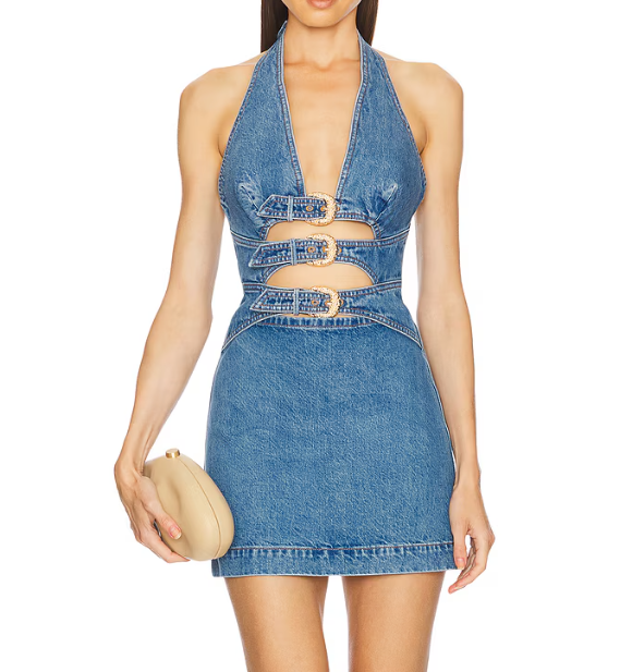 Denim Halterneck Sexy Dress