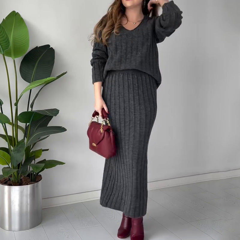 Women's Gentle & Versatile Sweater Skirt Suit