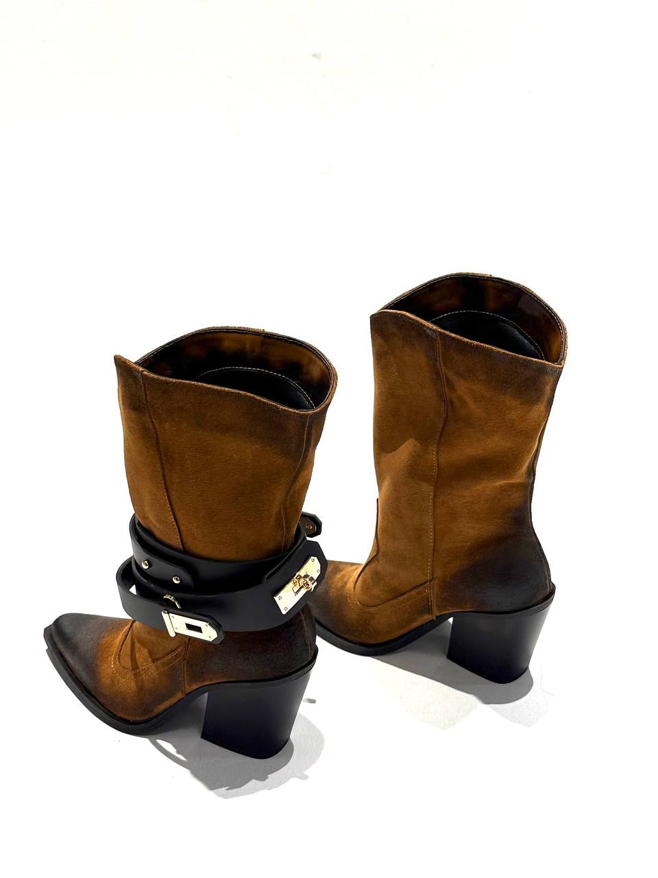 Women's suede high-heeled boots