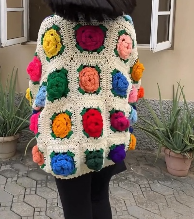 3D flower knitted cardigan
