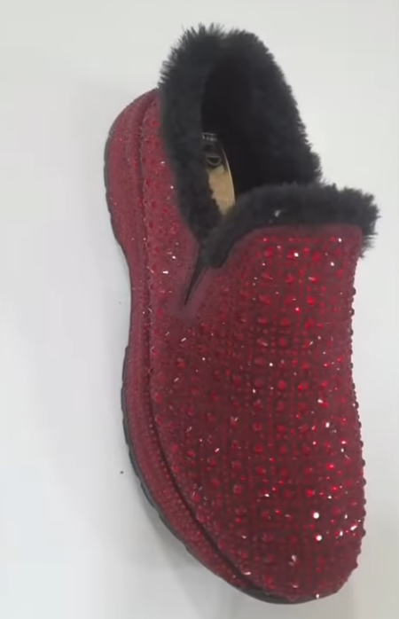 Rhinestone plus velvet women's warm shoes