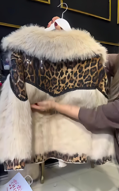 Women's Leopard Print Faux Fur Jacket