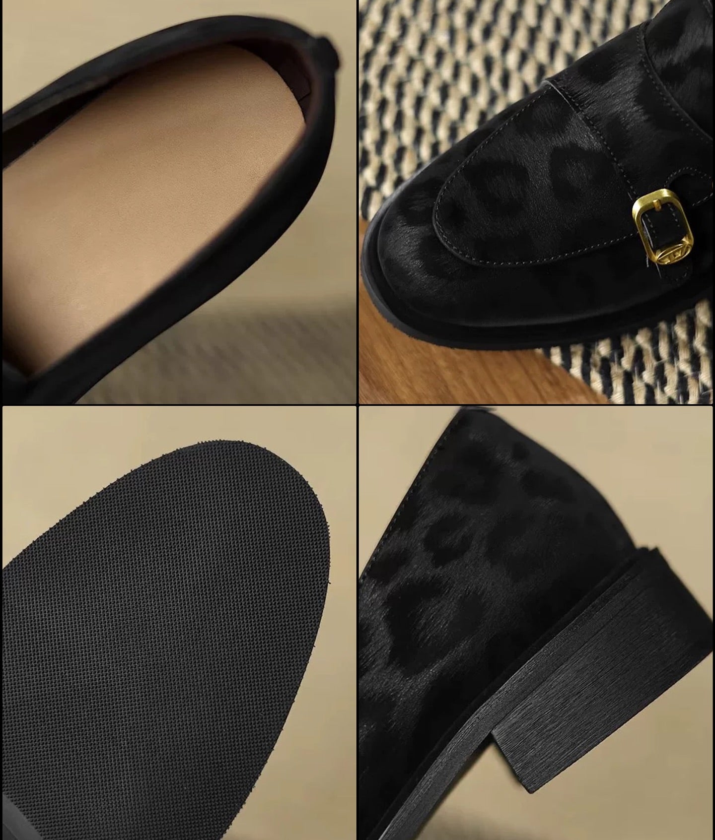 Retro leopard print slip-on loafers