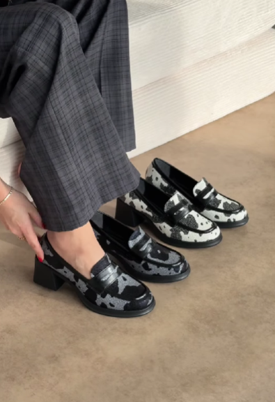 Cow Print Slip-On Loafers