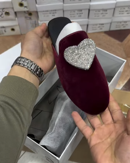 Heart Sparkling Rhinestone Slippers