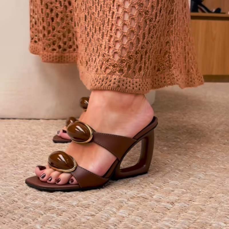 Shaped-Heel Sandals Pumps