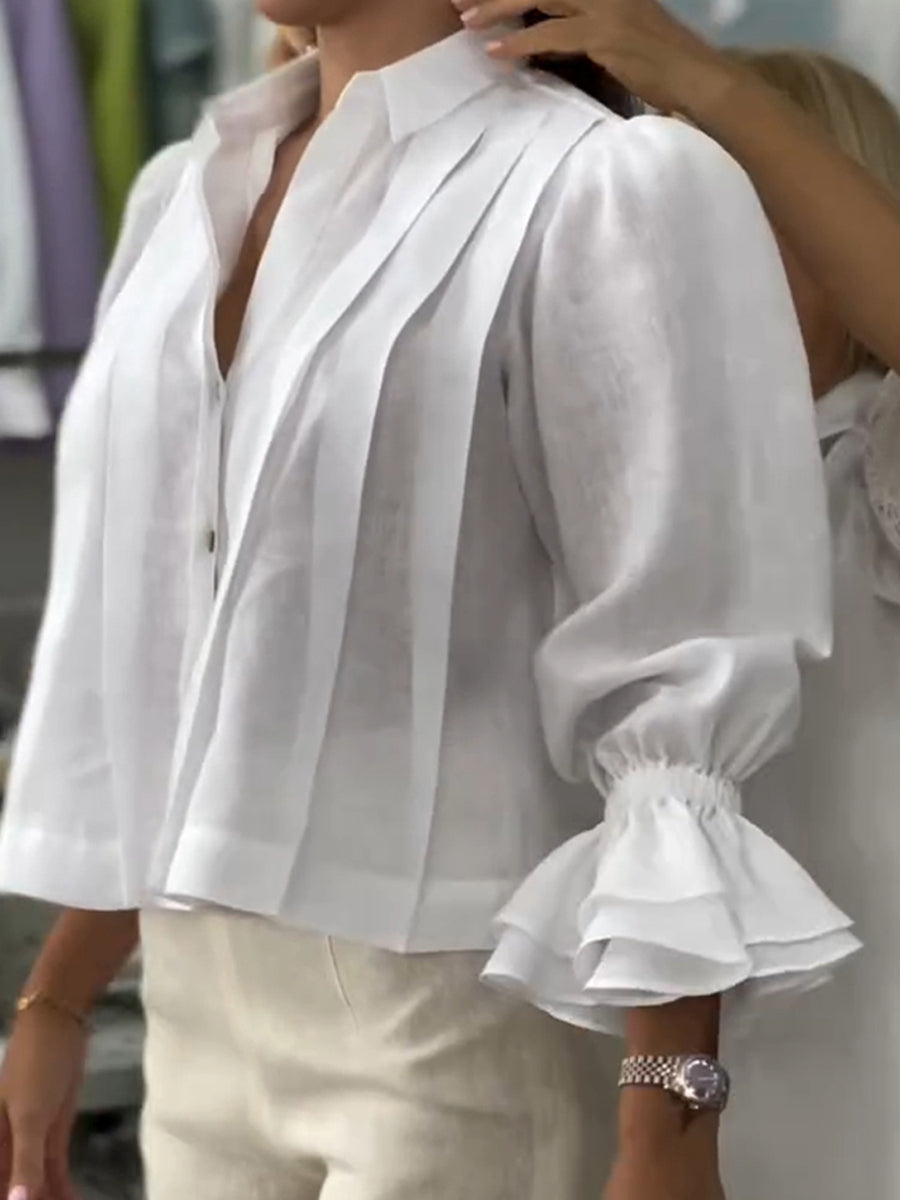 Puff Sleeve Pleated Blouse
