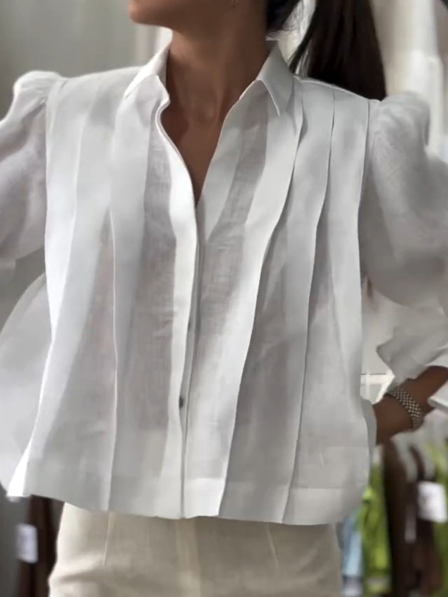 Puff Sleeve Pleated Blouse
