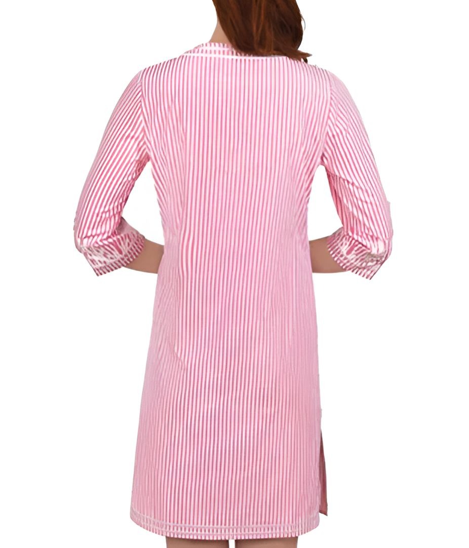 Embroidered Pinstripe Dress