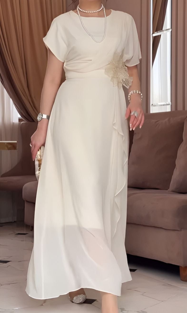 Elegant Tulle Waist 3D Floral Long Dress