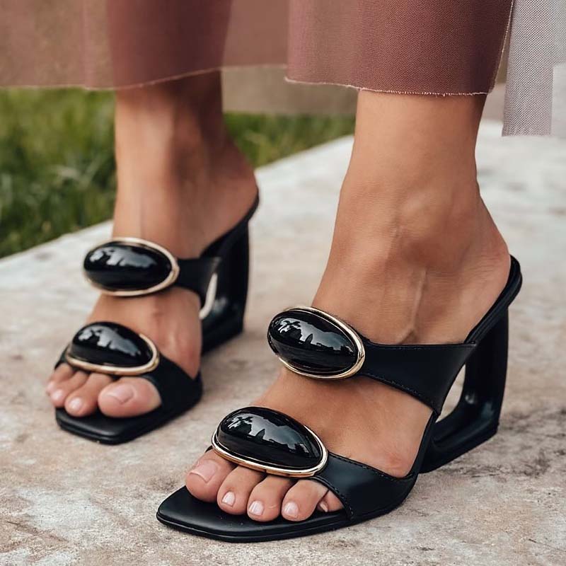 Shaped-Heel Sandals Pumps
