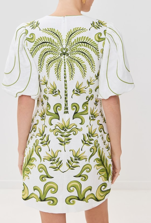 The Light Green Floral Puff Sleeve Dress