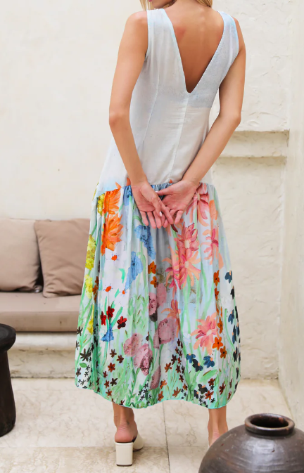 Chiffon Colorblock Stylish Dress