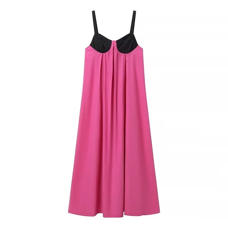 🔥Summer Hot Sale🔥Fashion Back Bow Patchwork Sling Dress