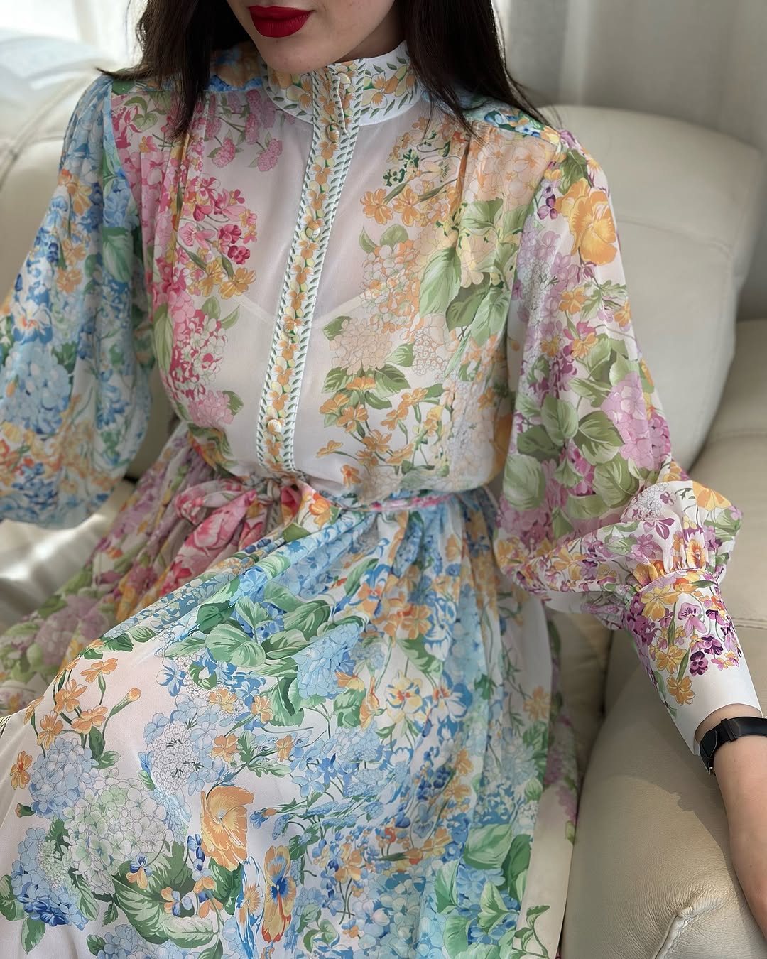 New style printed lace-up maxi dress