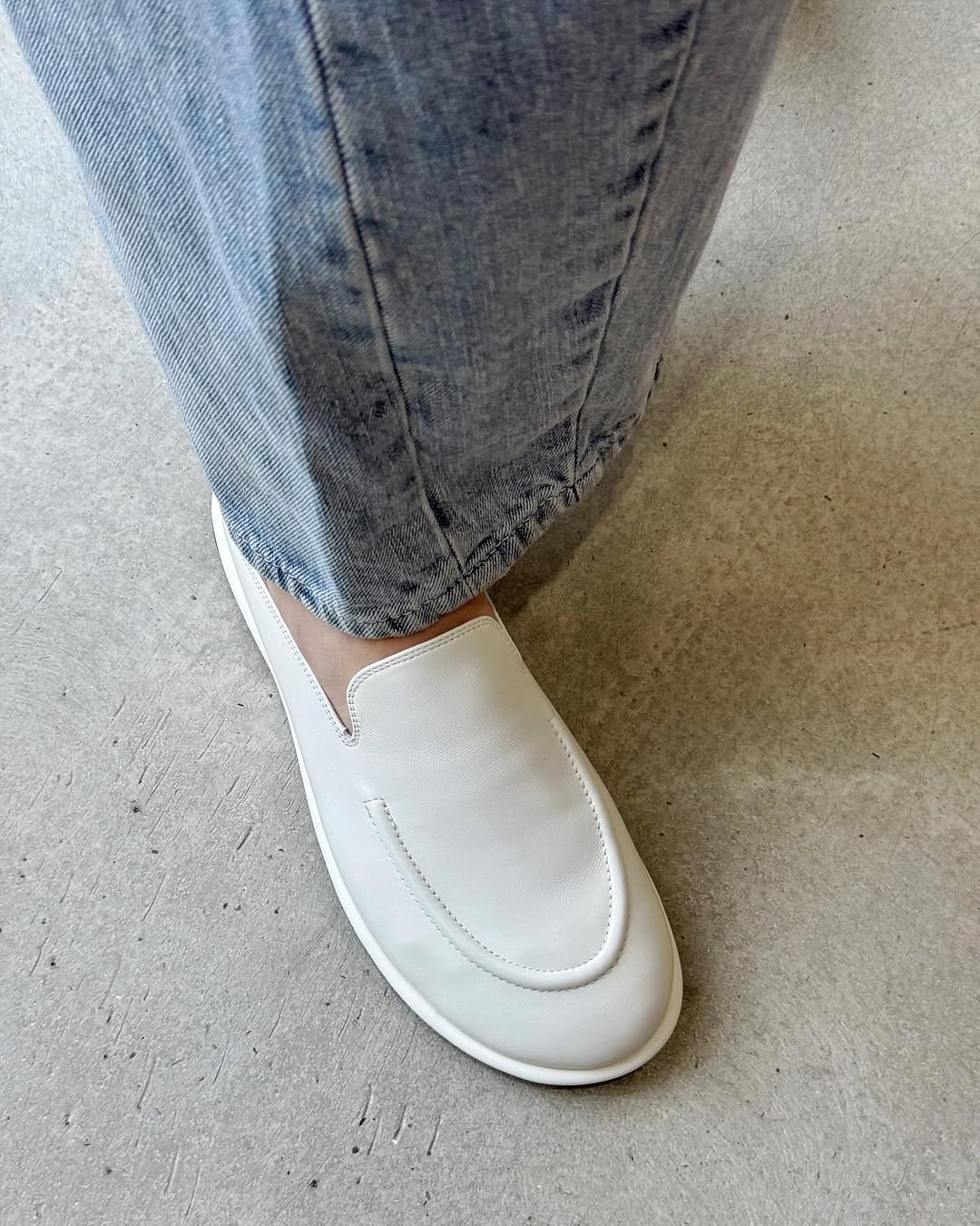 White soft leather slippers