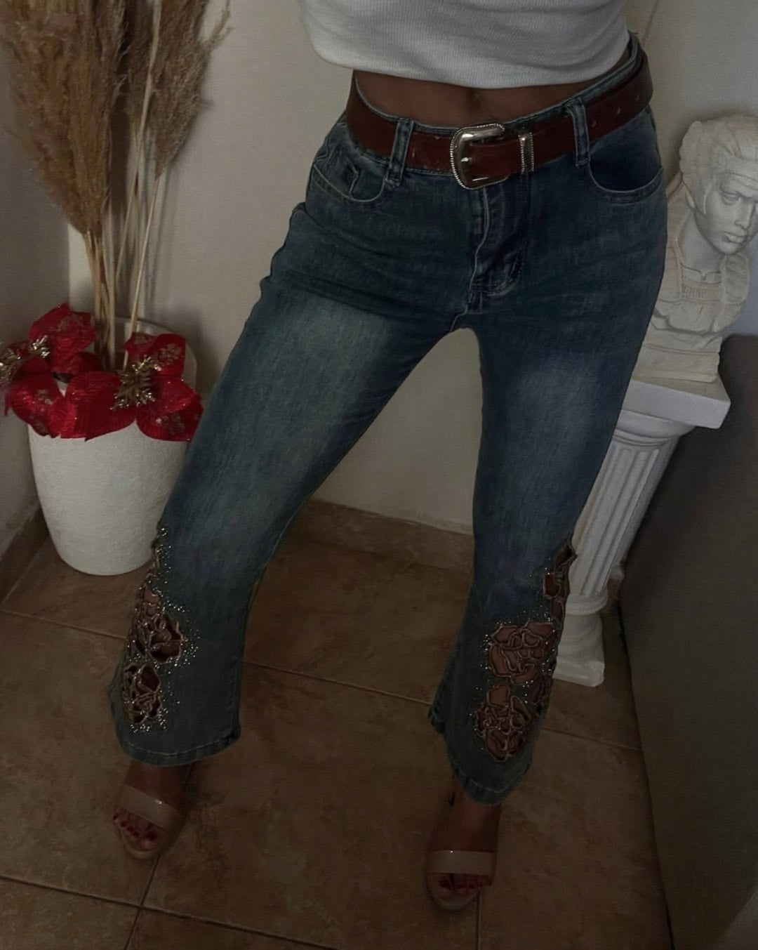 Women's Hollow Sparkling Rhinestone Jeans