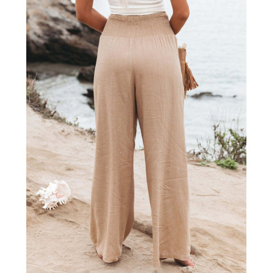 Casual Women's High Waist Cotton Linen Pants