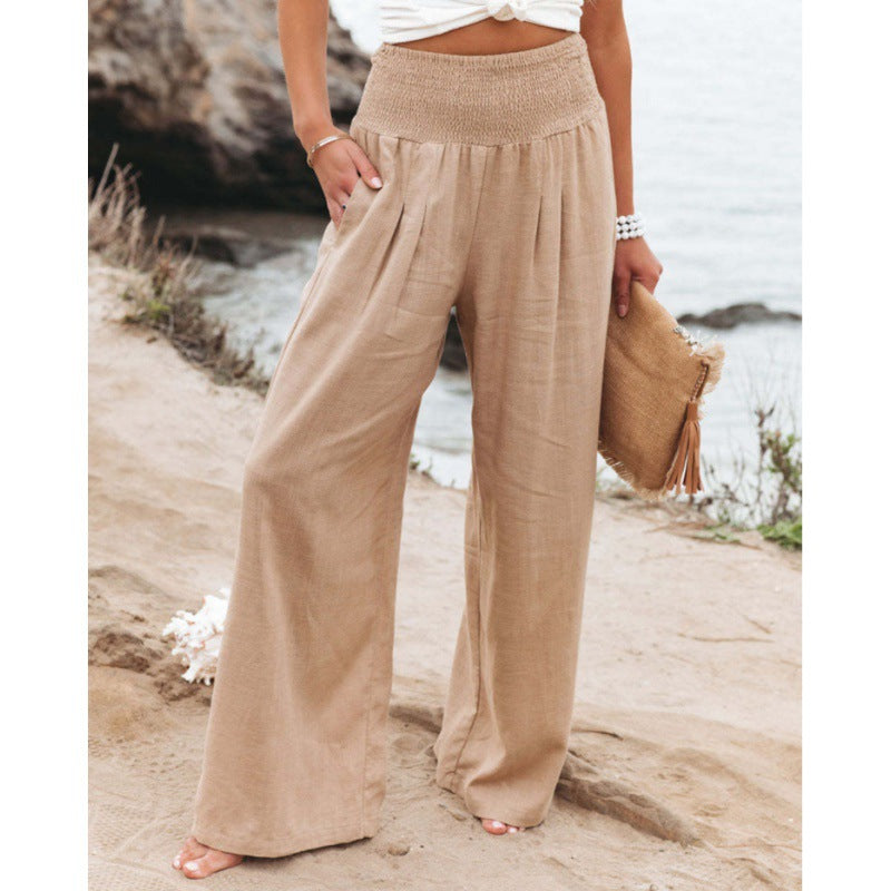 Casual Women's High Waist Cotton Linen Pants