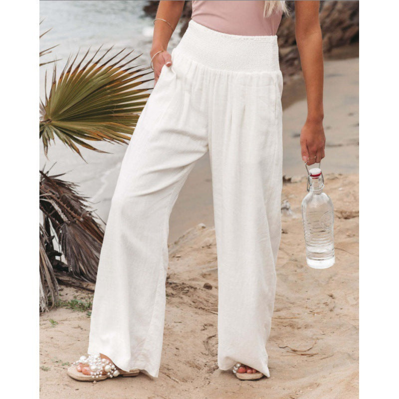 Casual Women's High Waist Cotton Linen Pants