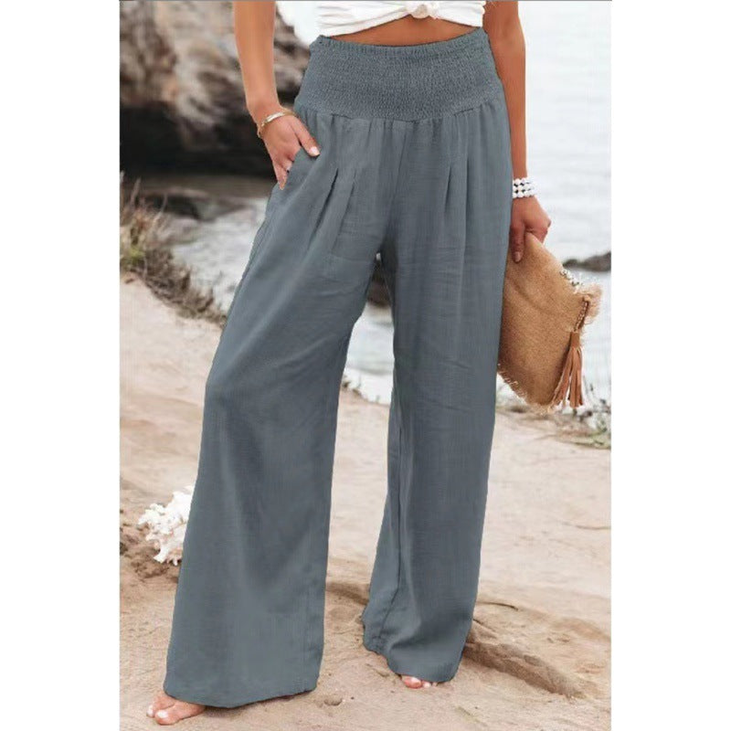 Casual Women's High Waist Cotton Linen Pants