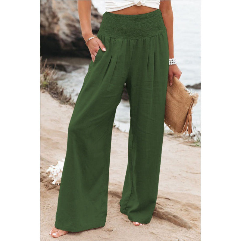 Casual Women's High Waist Cotton Linen Pants