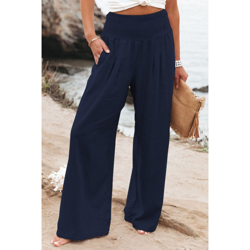 Casual Women's High Waist Cotton Linen Pants