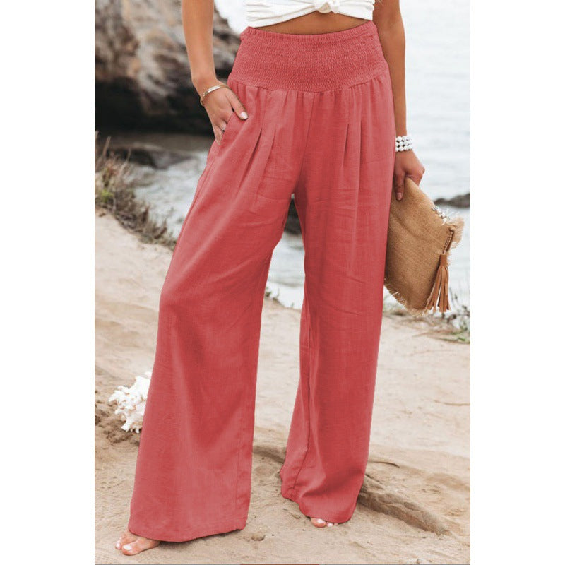 Casual Women's High Waist Cotton Linen Pants