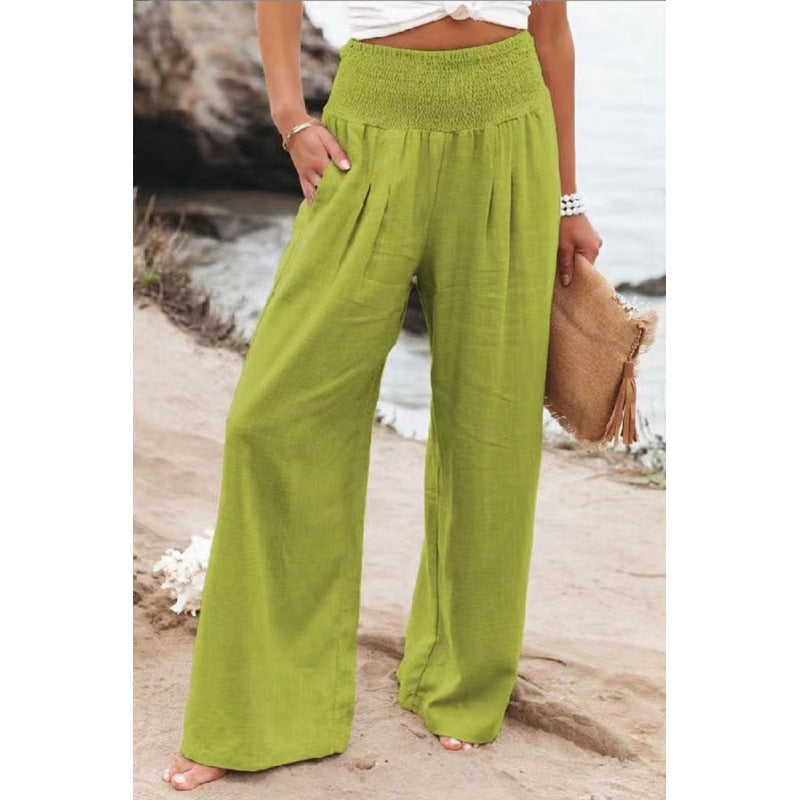 Casual Women's High Waist Cotton Linen Pants