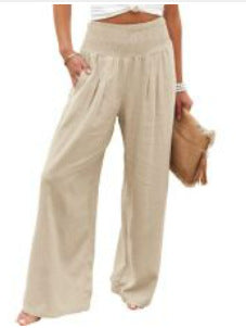 Casual Women's High Waist Cotton Linen Pants