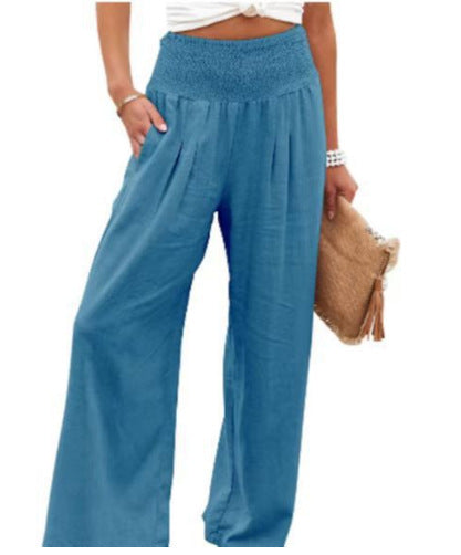 Casual Women's High Waist Cotton Linen Pants