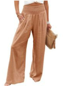 Casual Women's High Waist Cotton Linen Pants