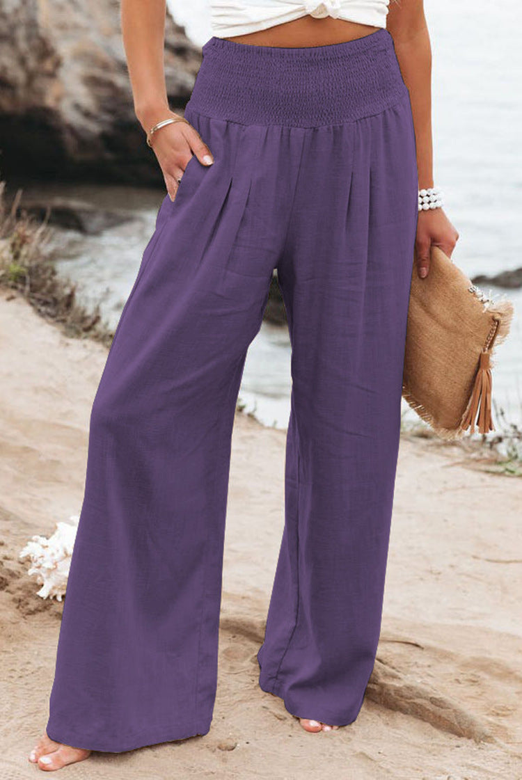 Casual Women's High Waist Cotton Linen Pants