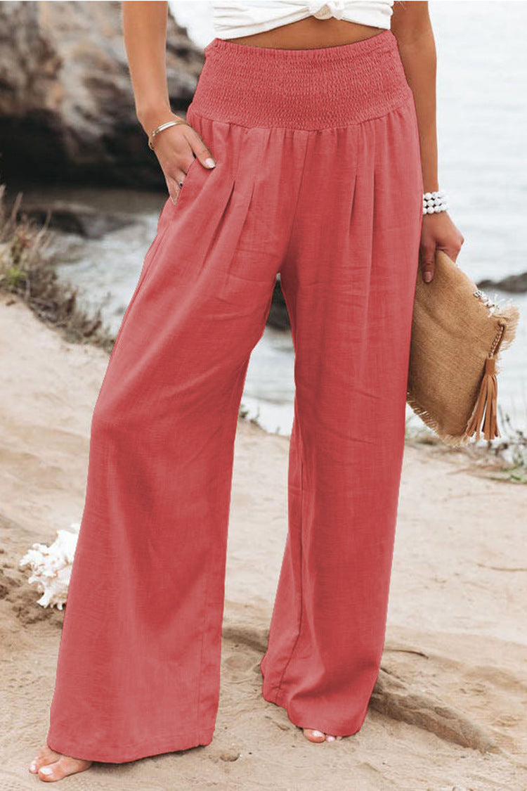 Casual Women's High Waist Cotton Linen Pants