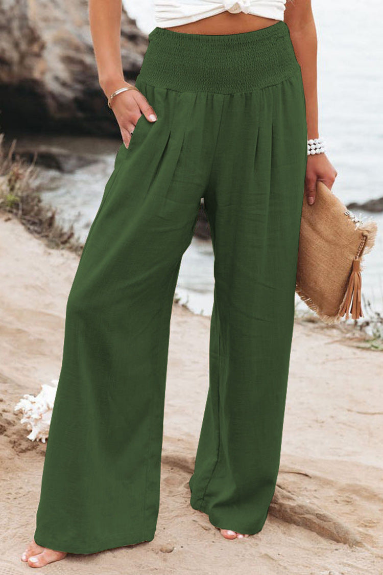 Casual Women's High Waist Cotton Linen Pants