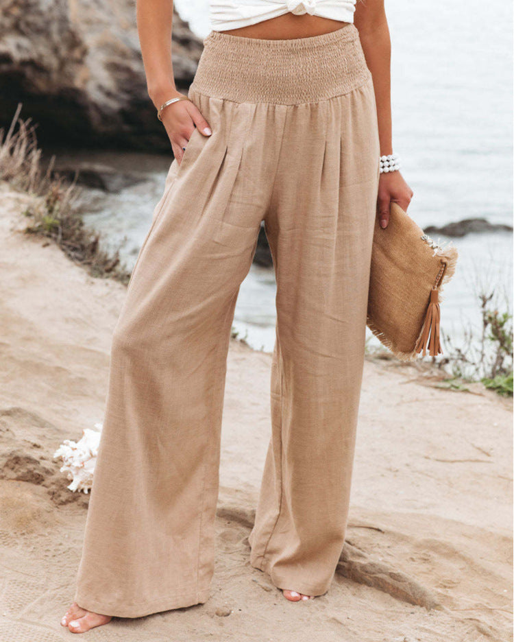 Casual Women's High Waist Cotton Linen Pants