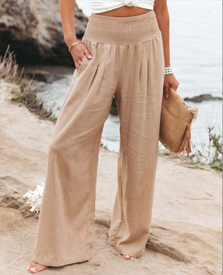 Casual Women's High Waist Cotton Linen Pants