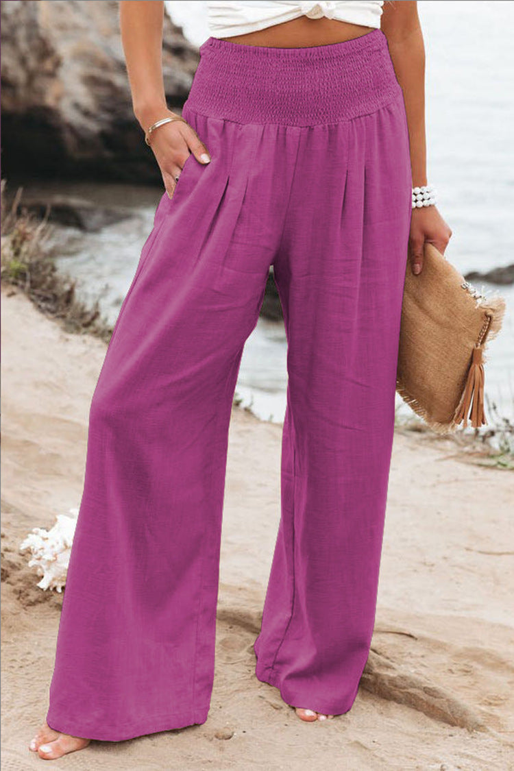 Casual Women's High Waist Cotton Linen Pants