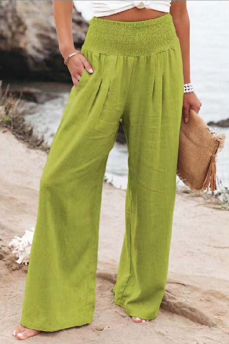 Casual Women's High Waist Cotton Linen Pants