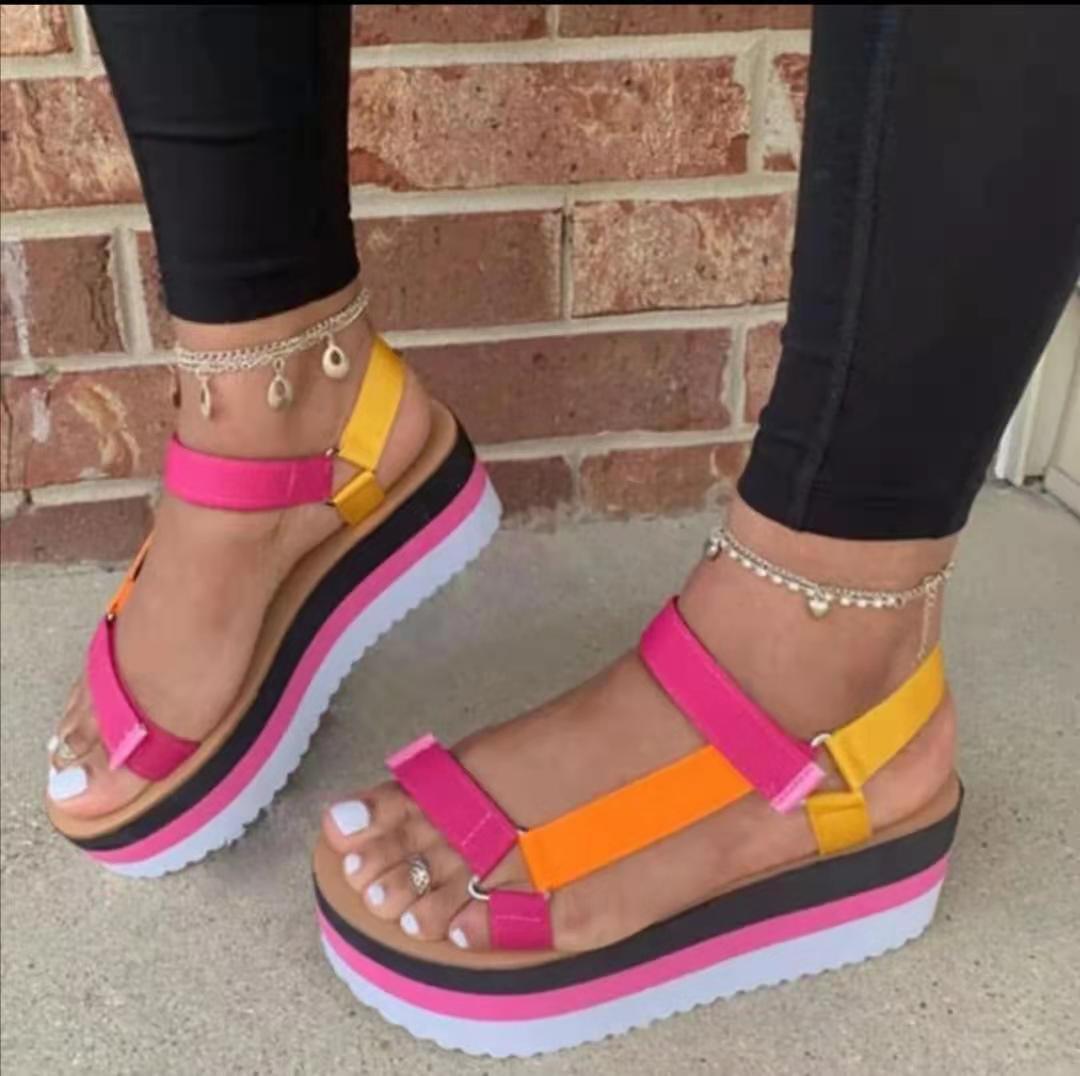 Colorful open toe casual women's sandals