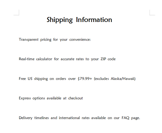 Shipping Cost Page