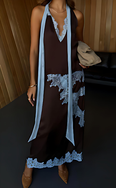 Blue Lace Skirt Suit