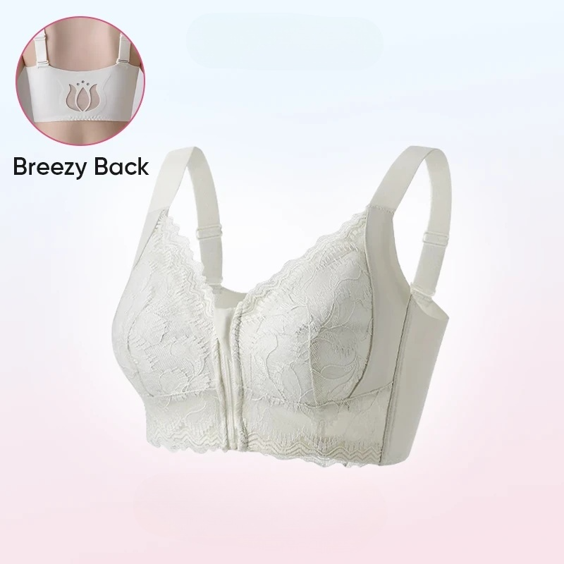 Women Lace Front Zipper Bra