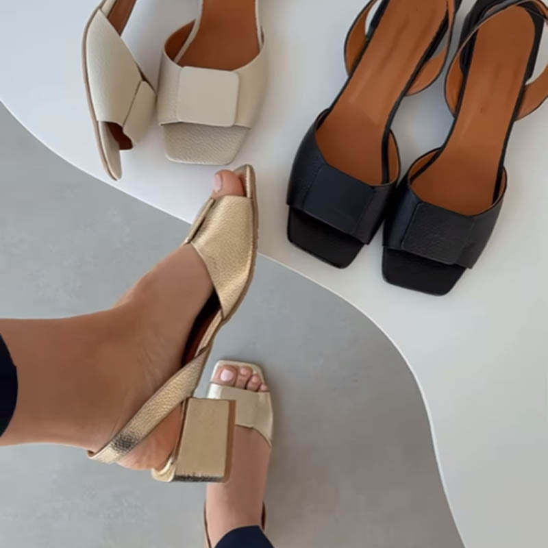 Fashion Square Buckle-Detail Sandals