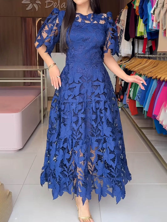 Elegant Lace See-through Half Sleeves Dress