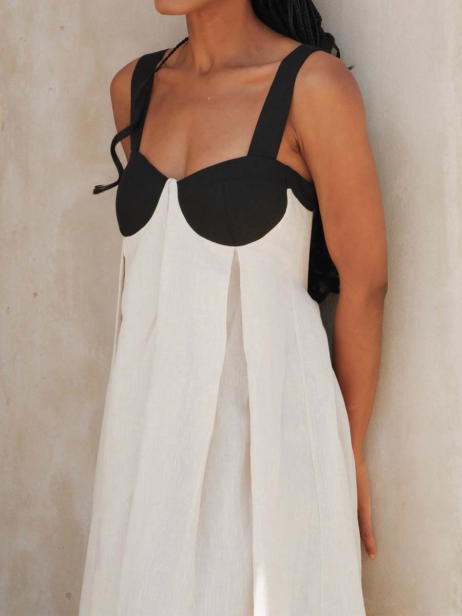 🔥Summer Hot Sale🔥Fashion Back Bow Patchwork Sling Dress